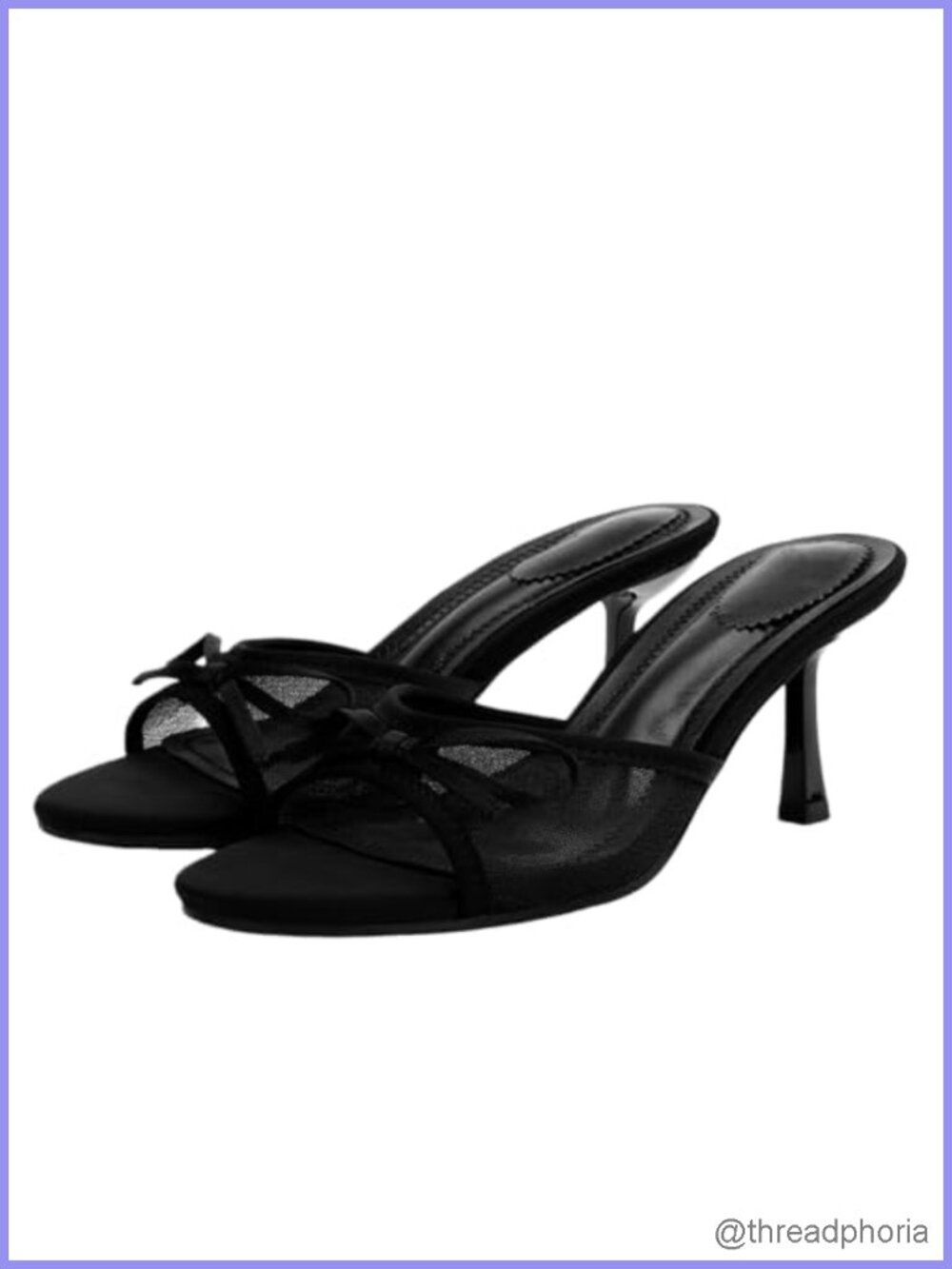 Kitten Heel Bow Mesh Sandals Open Toe Slip On Slide Heels Women
